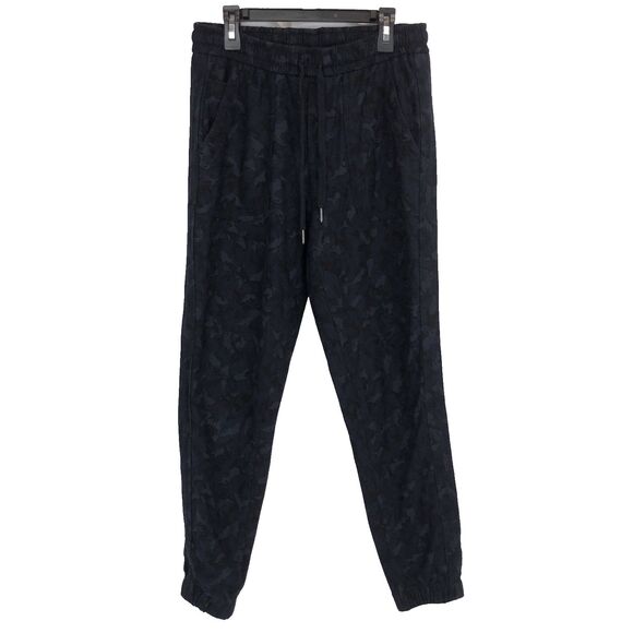 Athleta Stratum Camo Navy Elastic Waist Stretch Farallon Jogger Pants Sz 2 - Picture 1 of 14